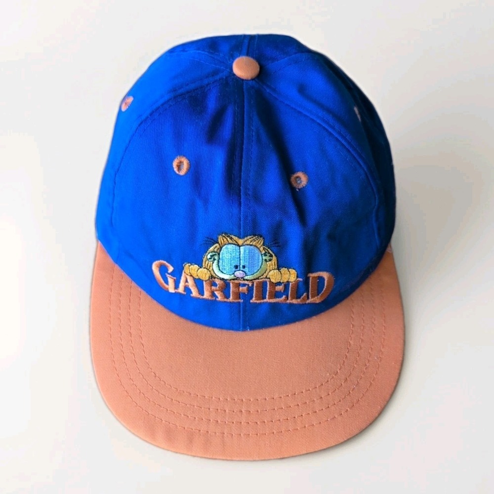 Garfield Embroidered Blue &‎ Orange Snap Back Cotton Baseball Cap One Size EUC